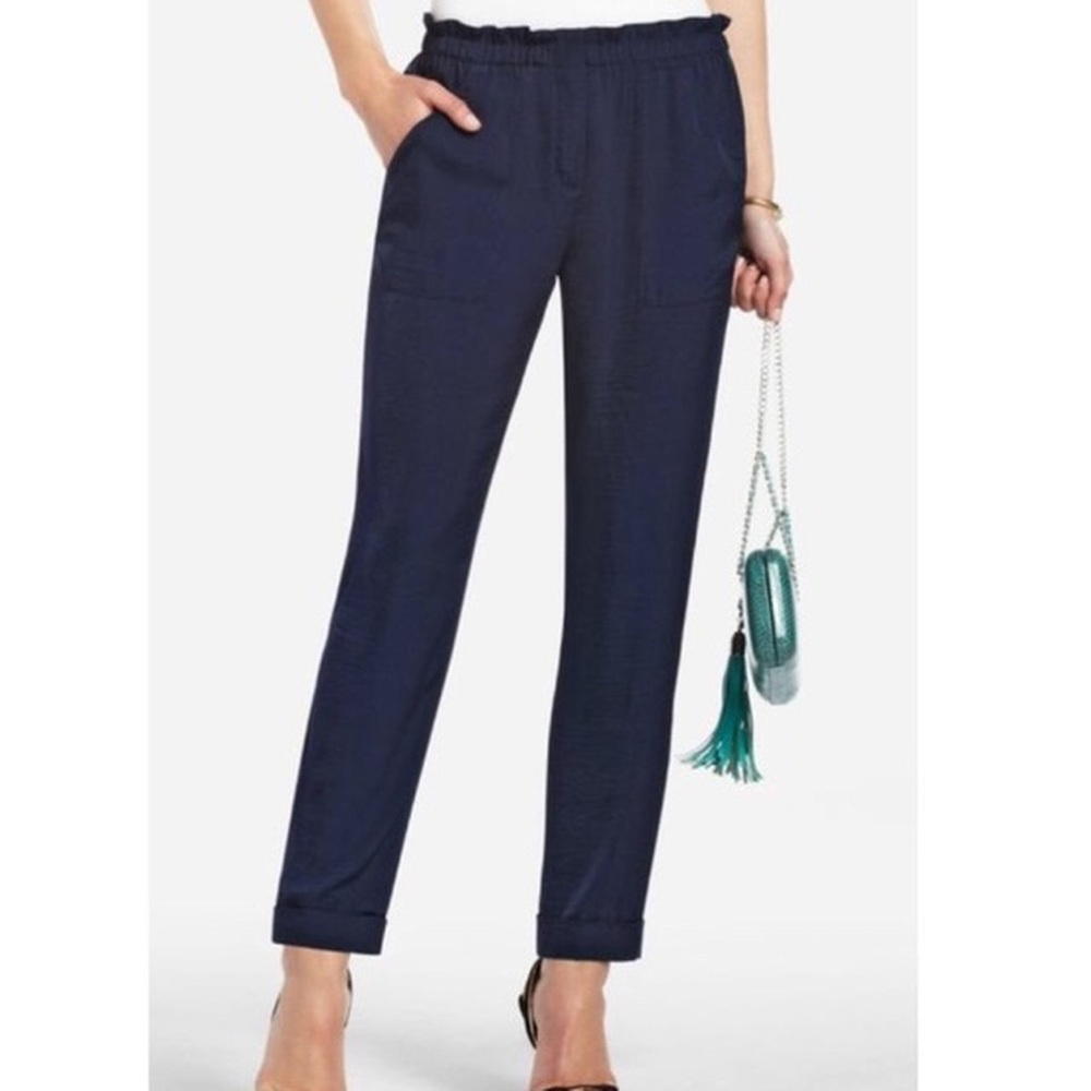 BCBG Maxazria Dark Navy Satin Trousers Size Small